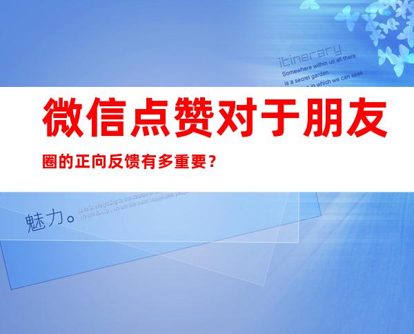 微信点赞对于朋友圈的正向反馈有多重要？