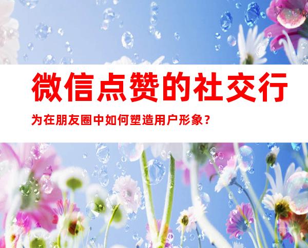 微信点赞的社交行为在朋友圈中如何塑造用户形象？