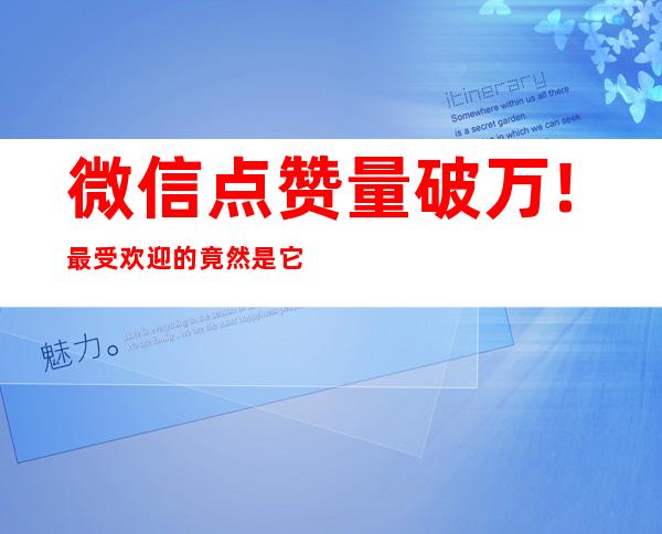 微信点赞量破万!最受欢迎的竟然是它