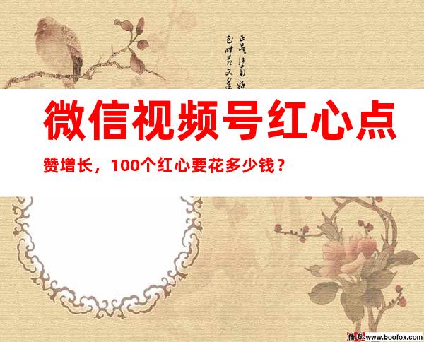 微信视频号红心点赞增长，100个红心要花多少钱？