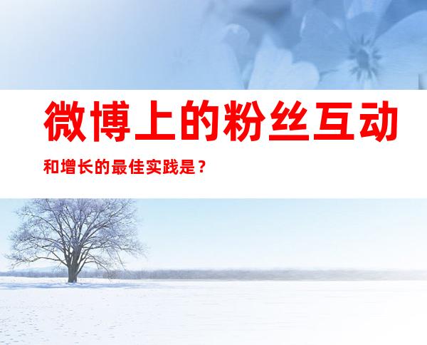 微博上的粉丝互动和增长的最佳实践是？