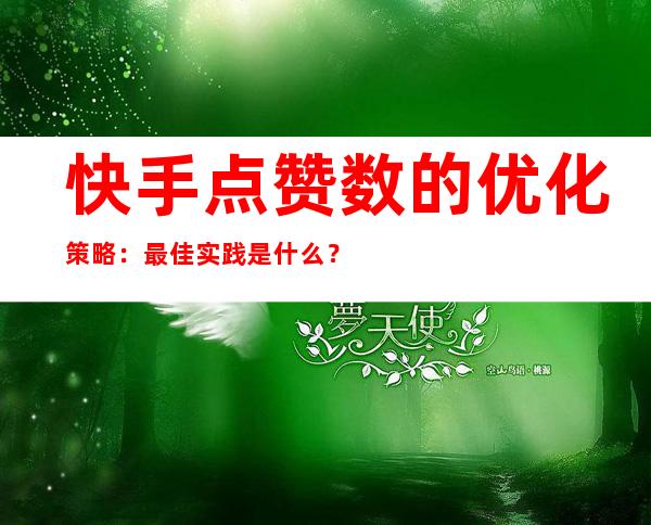 快手点赞数的优化策略：最佳实践是什么？