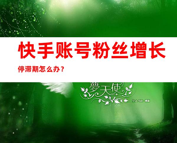 快手账号粉丝增长停滞期怎么办？