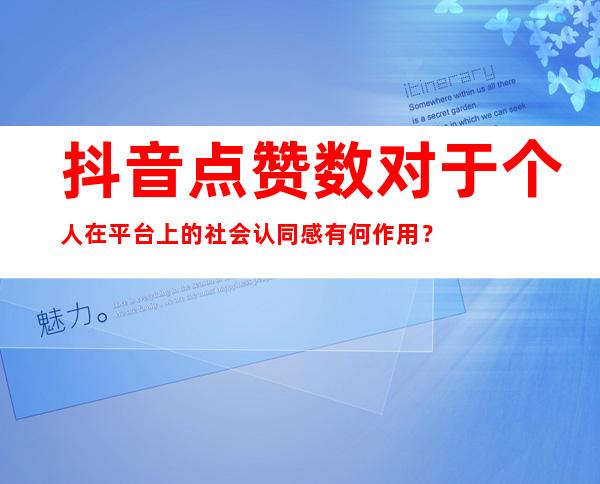 抖音点赞数对于个人在平台上的社会认同感有何作用？