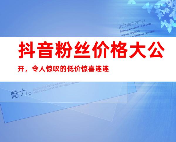 抖音粉丝价格大公开，令人惊叹的低价惊喜连连