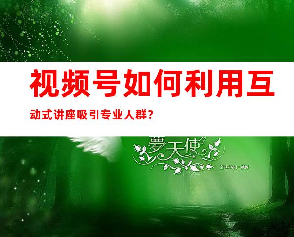 视频号如何利用互动式讲座吸引专业人群？