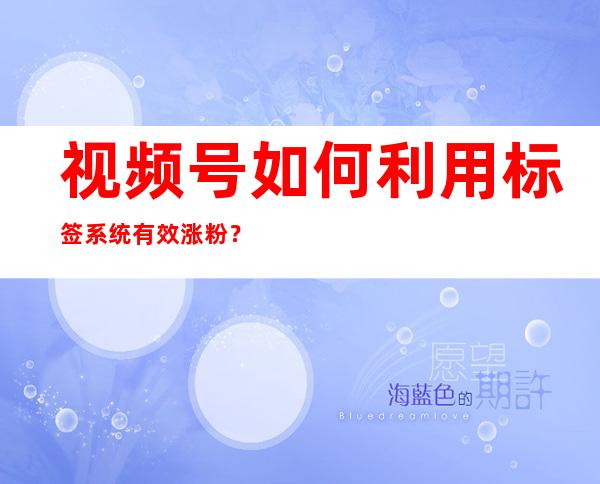 视频号如何利用标签系统有效涨粉？