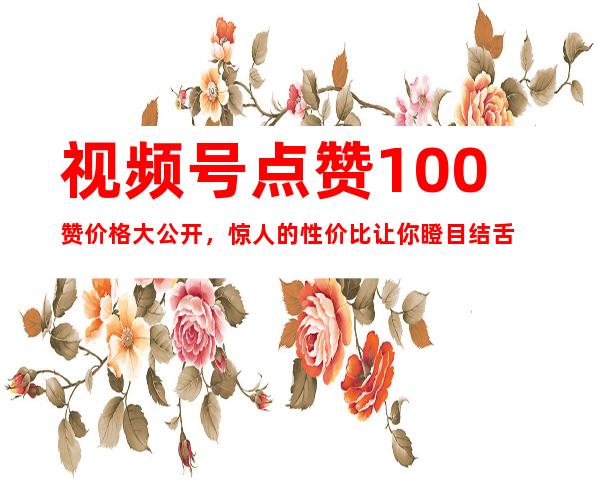 视频号点赞100赞价格大公开，惊人的性价比让你瞪目结舌