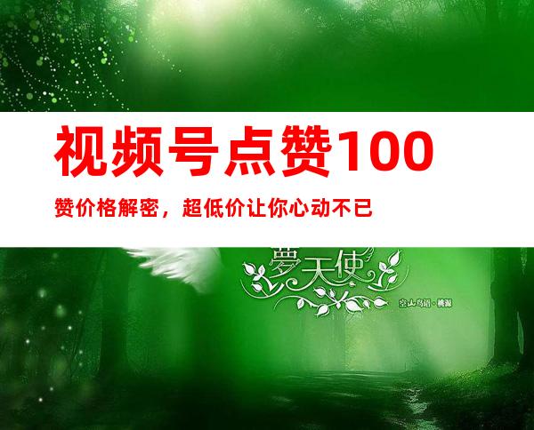 视频号点赞100赞价格解密，超低价让你心动不已