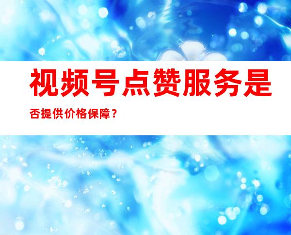 视频号点赞服务是否提供价格保障？