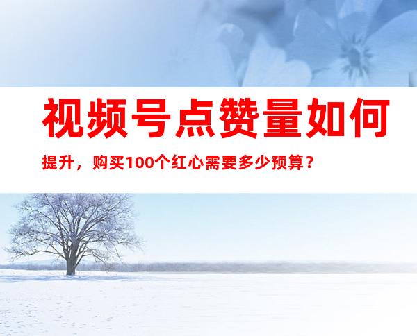 视频号点赞量如何提升，购买100个红心需要多少预算？