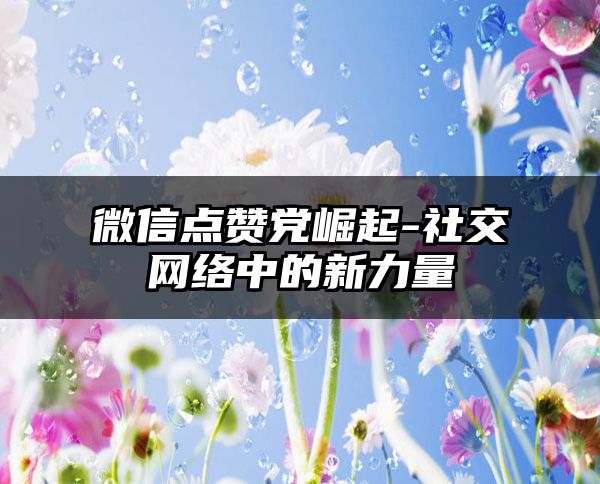 微信点赞党崛起-社交网络中的新力量