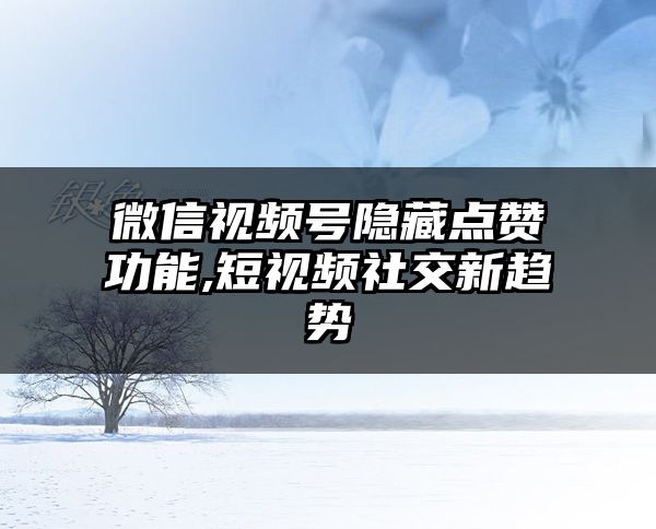 微信视频号隐藏点赞功能,短视频社交新趋势