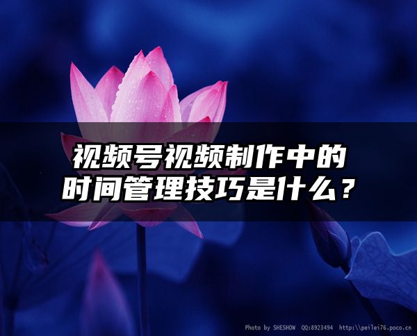 视频号视频制作中的时间管理技巧是什么？