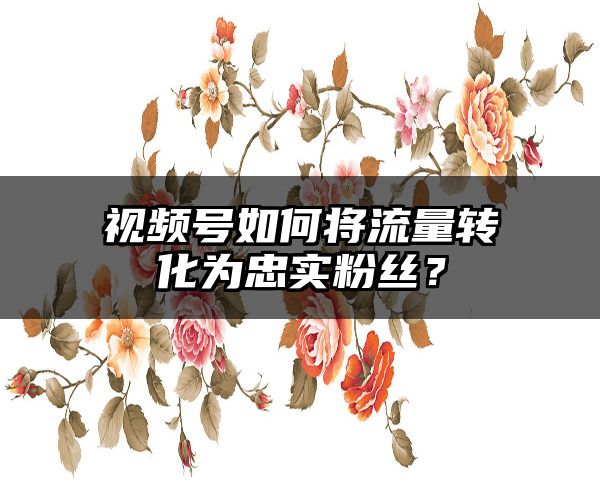 视频号如何将流量转化为忠实粉丝？