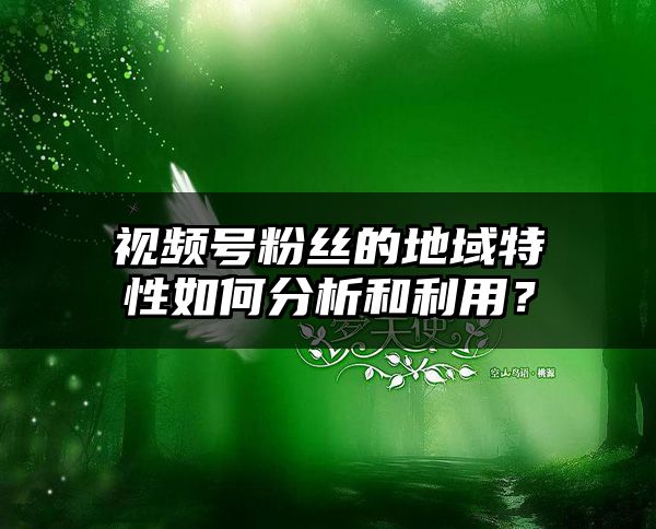 视频号粉丝的地域特性如何分析和利用？