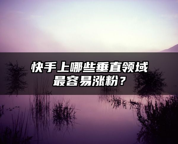 快手上哪些垂直领域最容易涨粉？