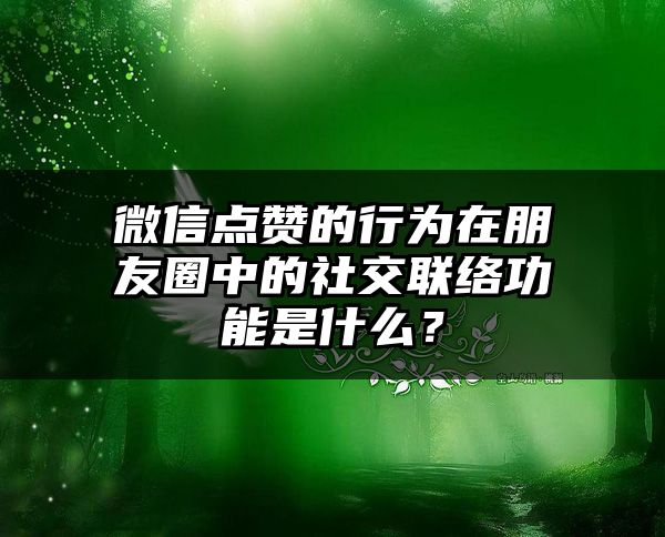 微信点赞的行为在朋友圈中的社交联络功能是什么？