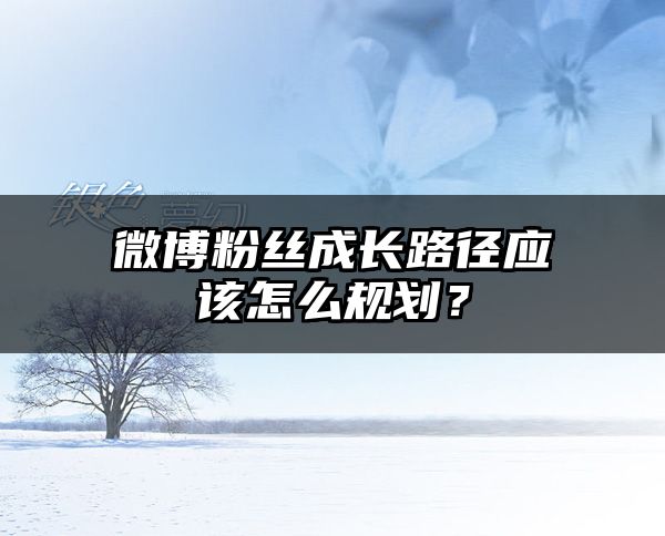 微博粉丝成长路径应该怎么规划？