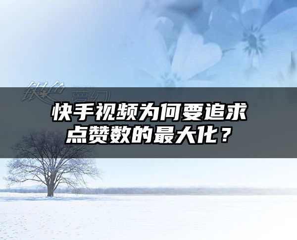 快手视频为何要追求点赞数的最大化？