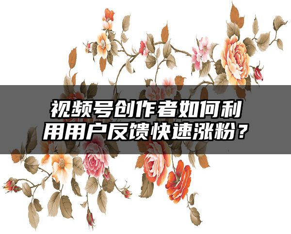 视频号创作者如何利用用户反馈快速涨粉？