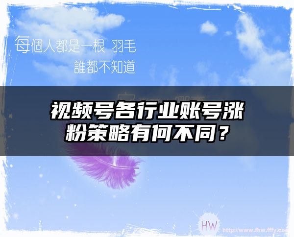 视频号各行业账号涨粉策略有何不同？