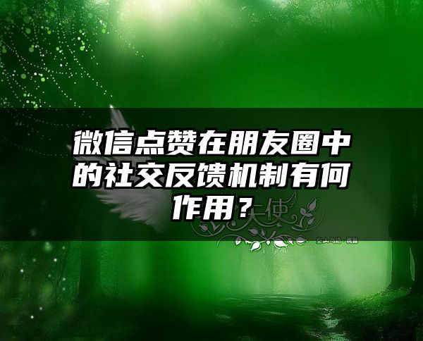 微信点赞在朋友圈中的社交反馈机制有何作用？