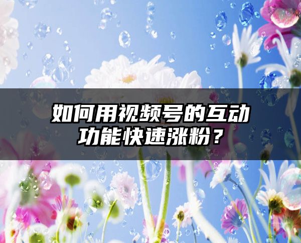 如何用视频号的互动功能快速涨粉？