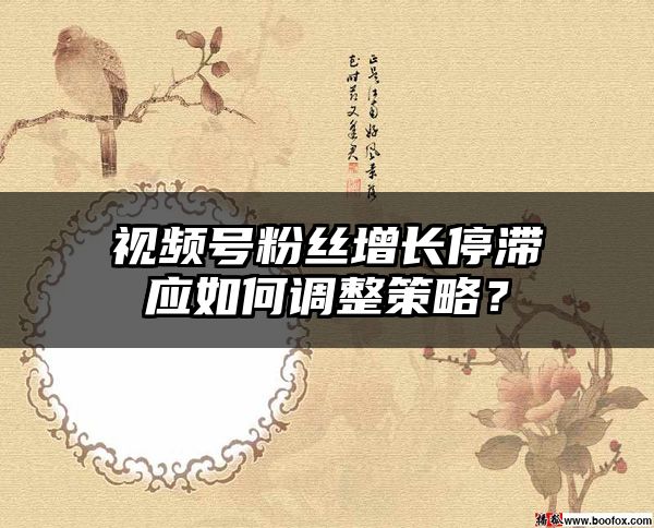 视频号粉丝增长停滞应如何调整策略？