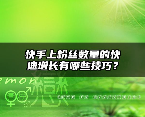 快手上粉丝数量的快速增长有哪些技巧？