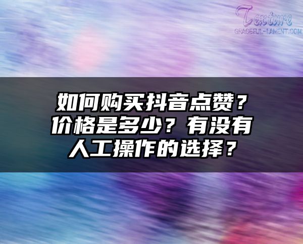 如何购买抖音点赞？价格是多少？有没有人工操作的选择？