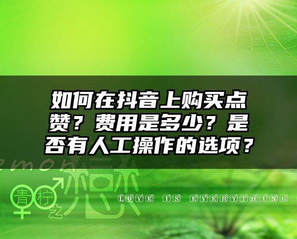 如何在抖音上购买点赞？费用是多少？是否有人工操作的选项？