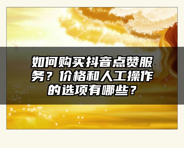 如何购买抖音点赞服务？价格和人工操作的选项有哪些？