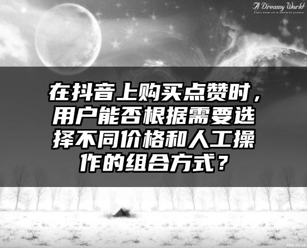 在抖音上购买点赞时，用户能否根据需要选择不同价格和人工操作的组合方式？