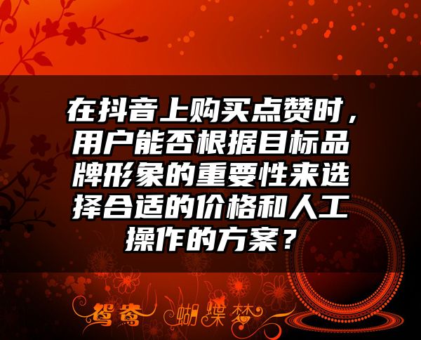 在抖音上购买点赞时，用户能否根据目标品牌形象的重要性来选择合适的价格和人工操作的方案？