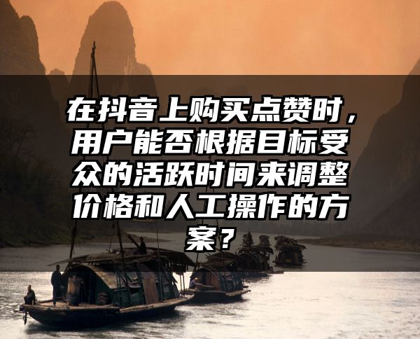 在抖音上购买点赞时，用户能否根据目标受众的活跃时间来调整价格和人工操作的方案？